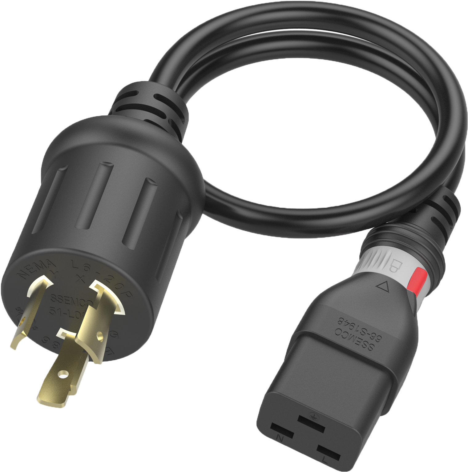 thumbnail image 2 of Iron Box NEMA L6-15P To C19 Power Cord – 8ft, 15A/250V, 14 AWG, IBX-4935 2 of 5